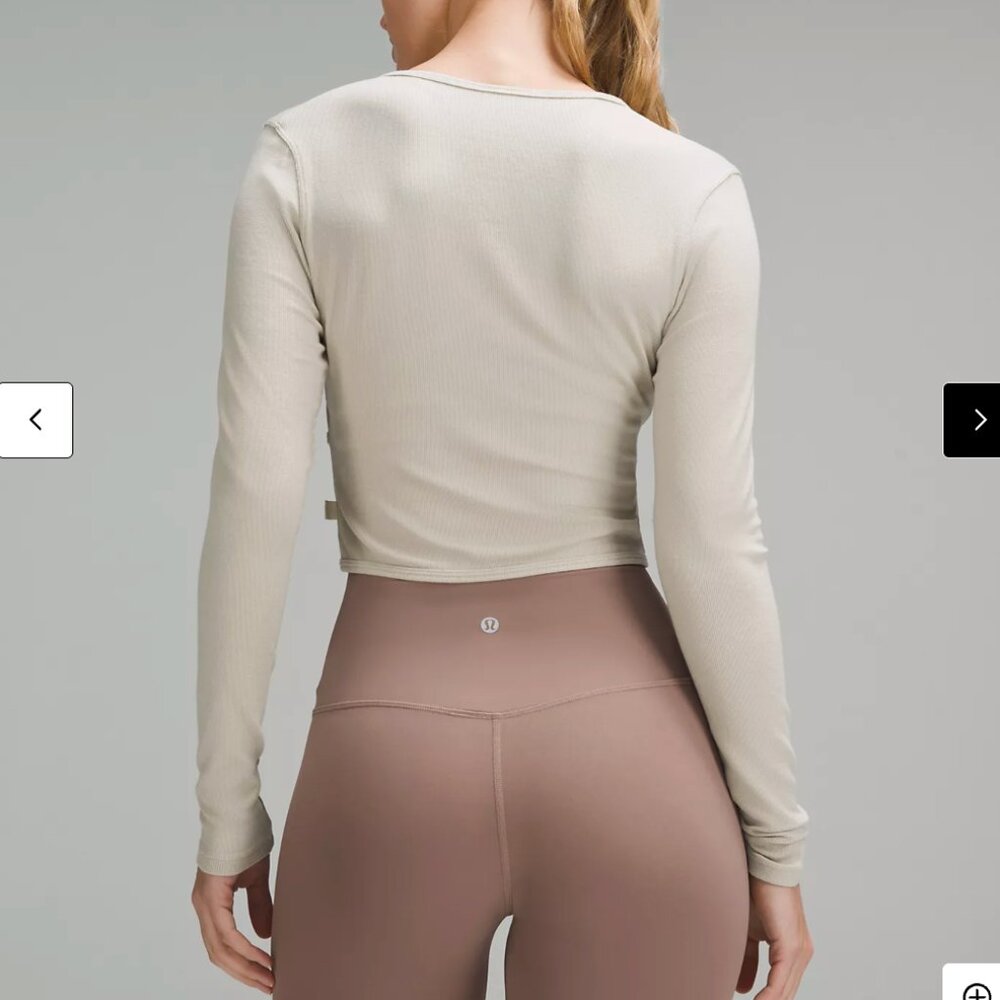 Wrap-Front Ribbed Long-Sleeve Top (6) - Picture 2 of 4